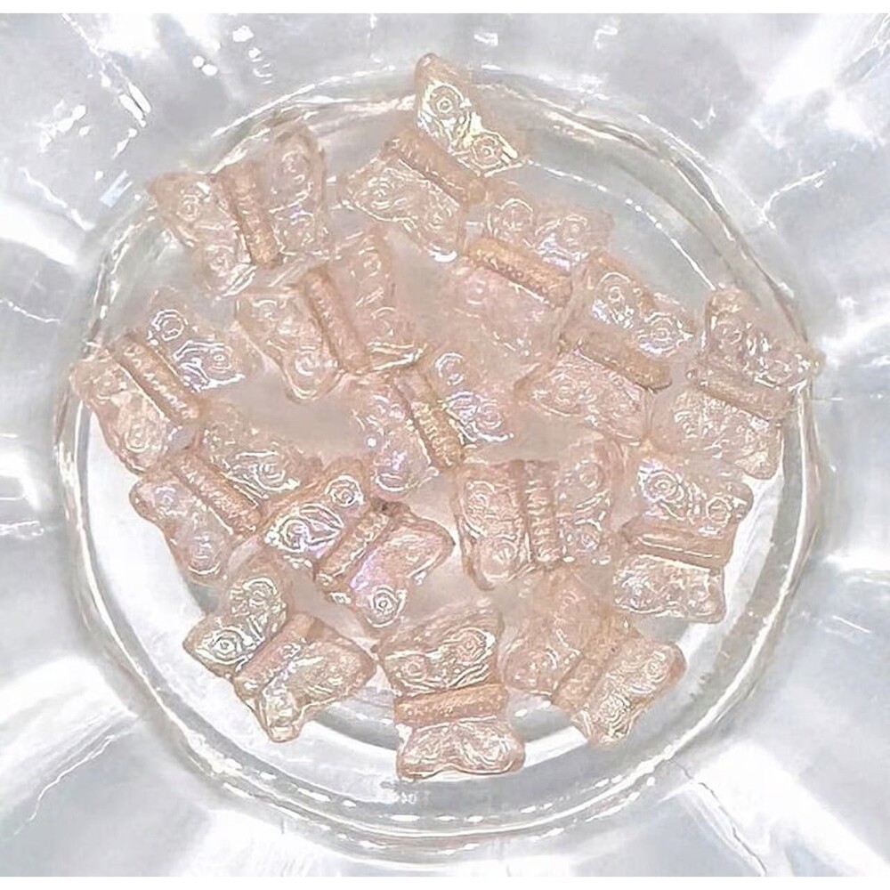 15pcs Beads for Jewelry #21476 Pink Pressed Butterfly Beads